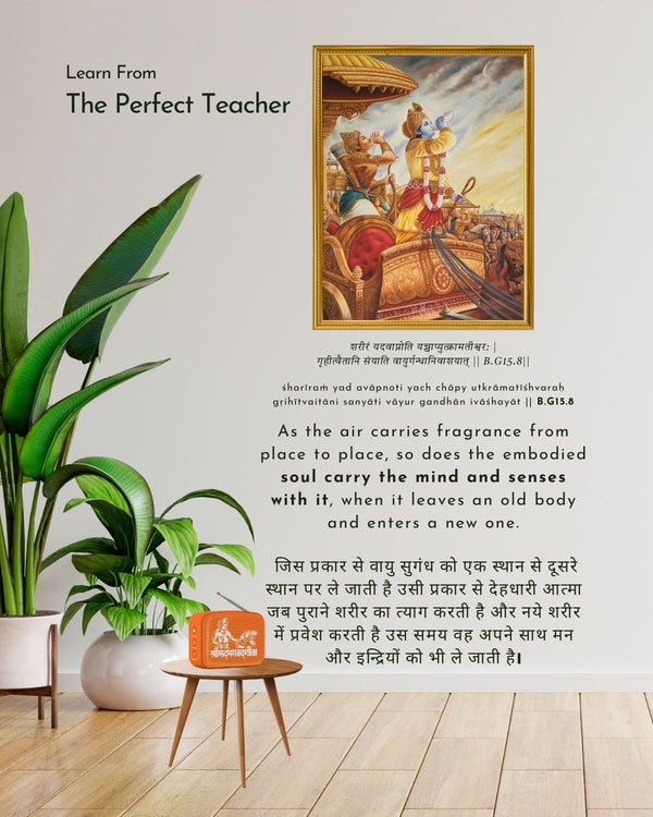 Carvaan Saregama Mini 2.0 Shrimad Bhagavad Gita- Music Player with Bluetooth/FM/AM/AUX (Saffron Orange) - Perfect teacher for Garbh Sanskar
